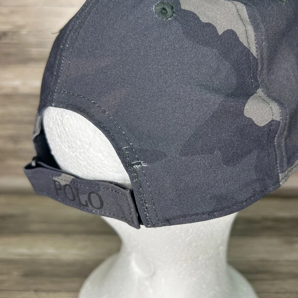 Polo Ralph Lauren Stretch Twill Camo Performance Ball Cap Hat Black Gray - Picture 5 of 8
